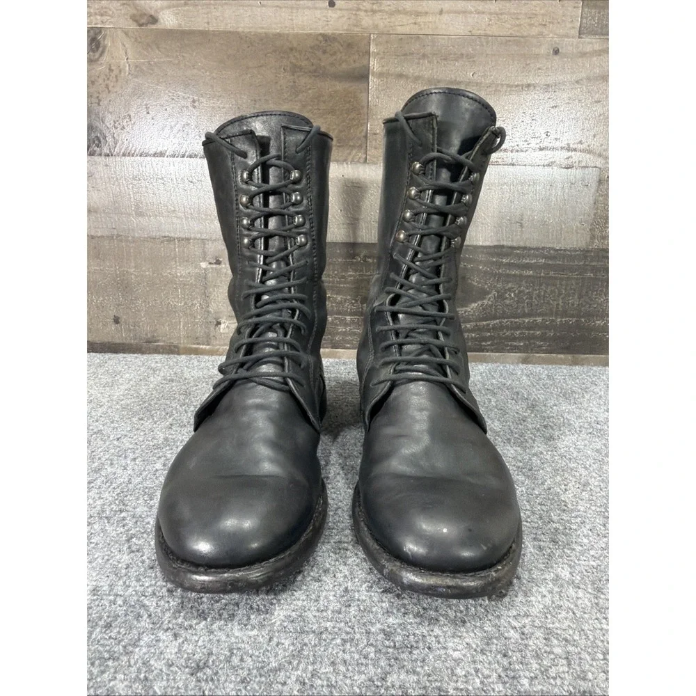 Kenneth Cole Black Leather Tall Combat Boots Made In Italy Men's Size 10 Vintage